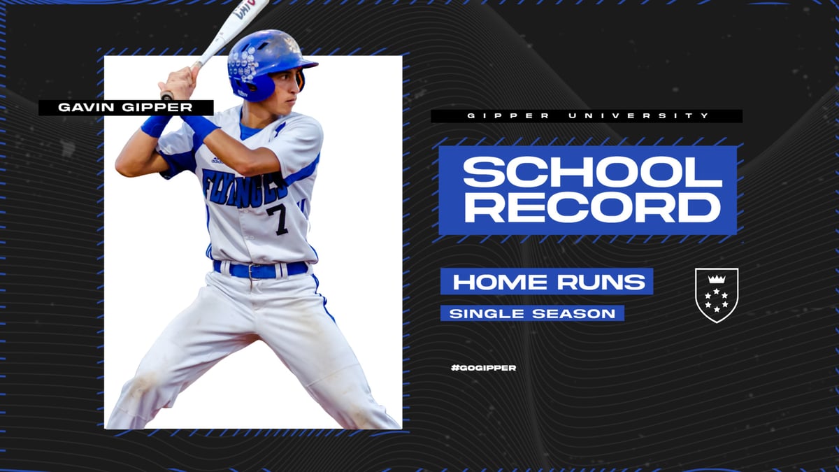 Black & blue baseball Award Graphic Template showing school record for homeruns, created with award graphic template.