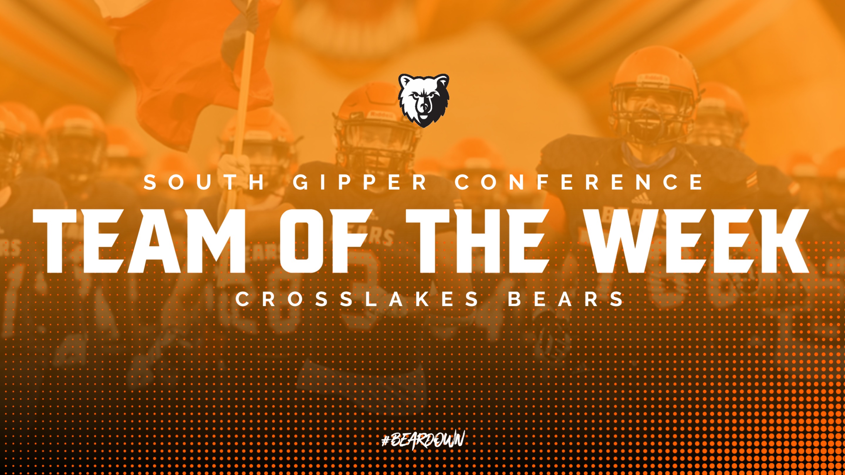 Orange Football Award Graphic Template showing team of the week, created with award graphic template.