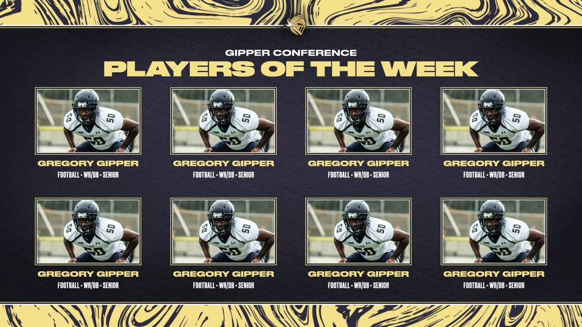 Navy & Gold Football Award Graphic Template showing players of the week, created with award graphic template.