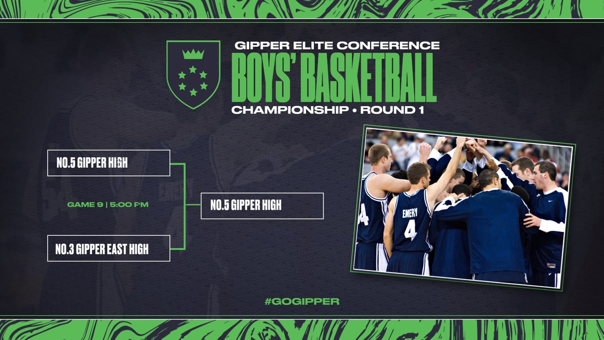 2 Team Bracket Graphic Template for basketball championship tournament showcasing matchup in round one of tournament on a navy background