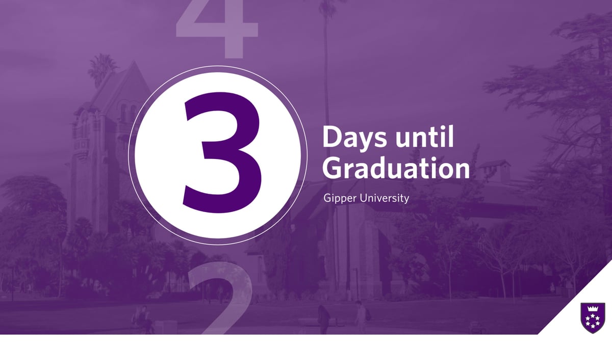 Graduation Countdown Graphic Template showing a school in the background with text reading 3 days to graduation. 