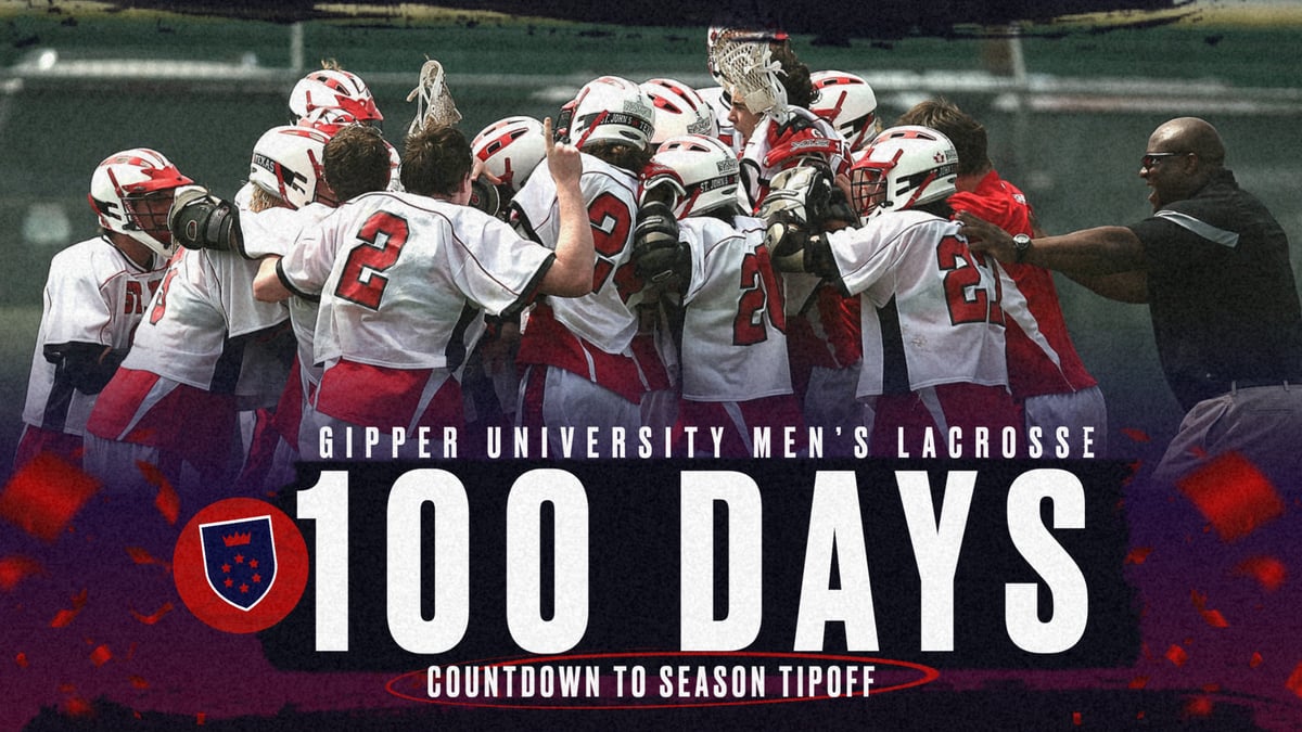 Lacrosse Gameday Countdown Graphic Template showing a lacrosse team in action with text reading 100 days to start of season.
