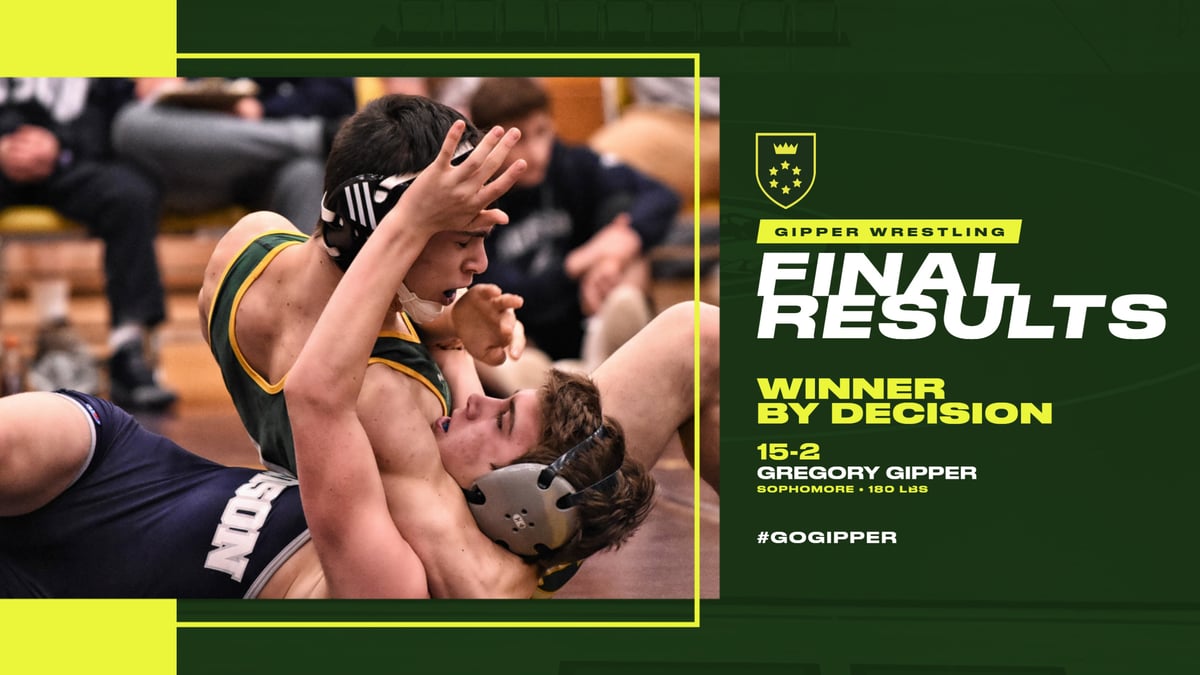 wrestling final Score Graphic Template showing a two male wrestlers in action with final results from the match shown.