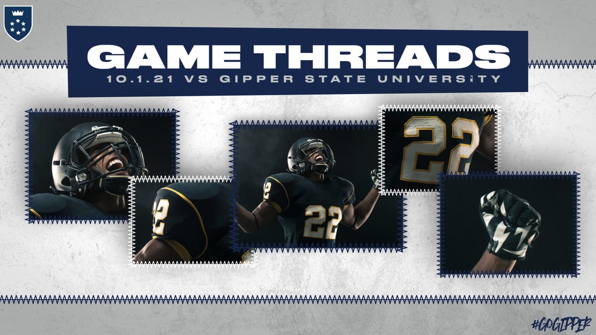 Football Gameday Graphic Template showing a football uniform breakdown on what the team is wearing that day. helmet, jersey, gloves.