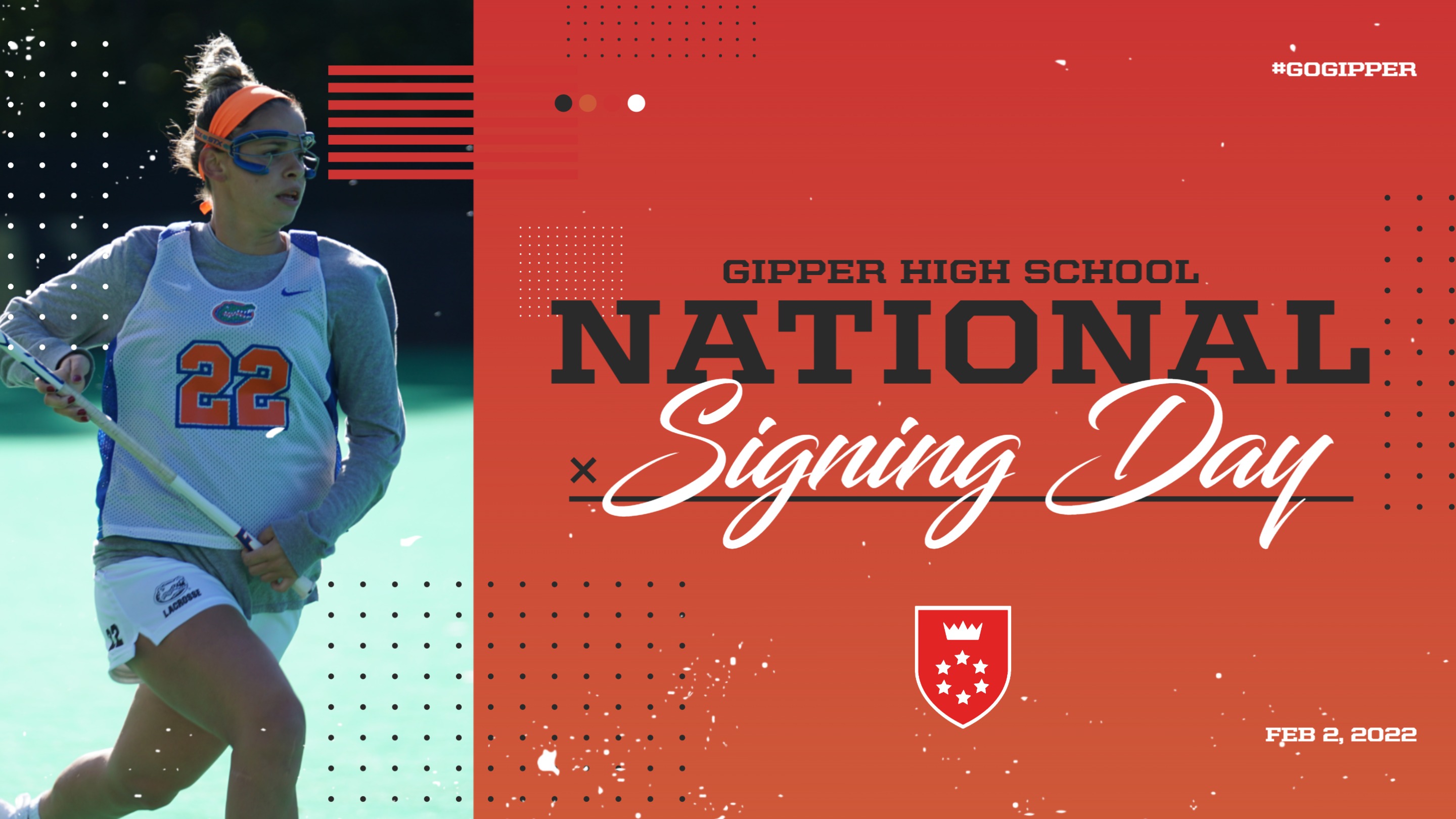 Lacrosse signing day Recruiting Graphic Template showing a lacrosse player in action and text stating that athlete will be signing on NSD