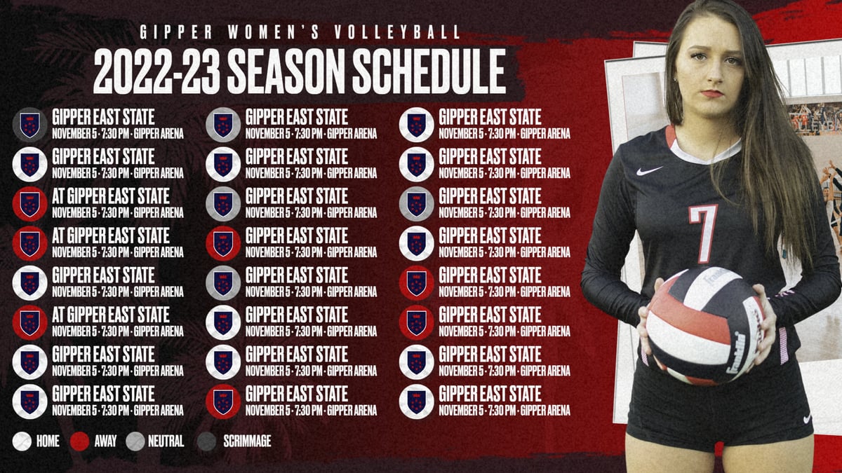 volleyball Schedule Graphic Template showing season schedule, dates, times, and opponents.
