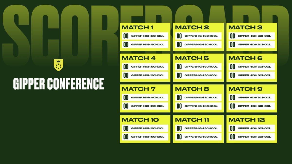 Conference Scoreboard Graphic Template showing season records & stats,