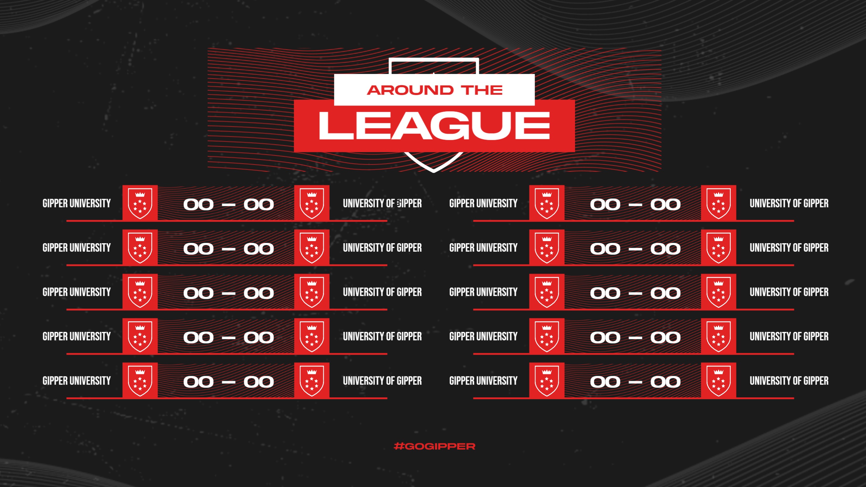 league Scoreboard Graphic Template showing around the league updates, scores and stats