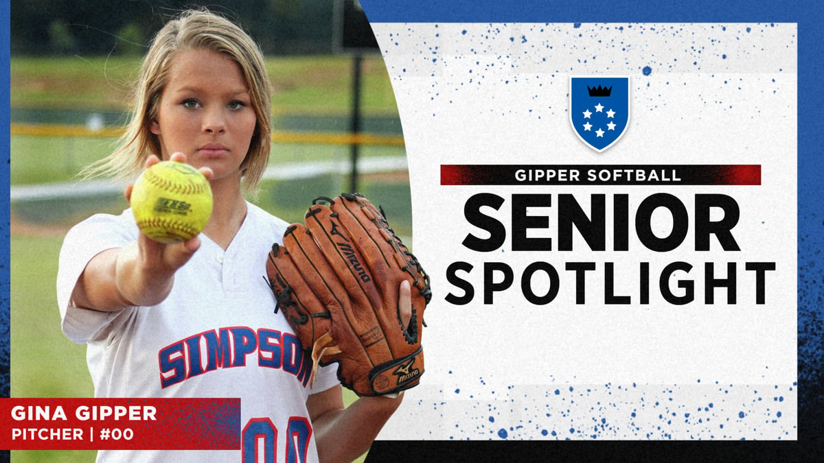 Red & Blue Softball Senior Spotlight Graphic Template showing a softball player in action with career stats, created with senior spotlight template.