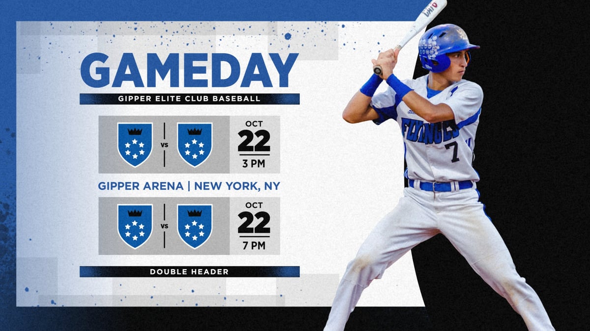 blue and black baseball gameday graphic showing a baseball player in action, with graphic content communicating info from the game