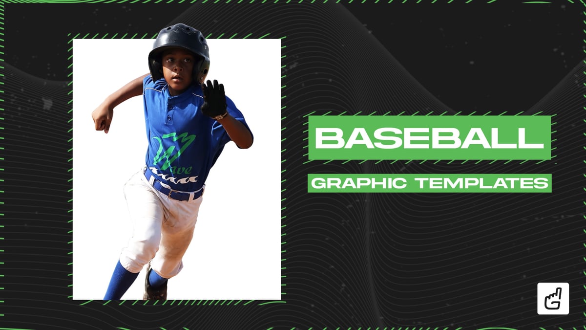 baseball player posed in green and black softball graphic template