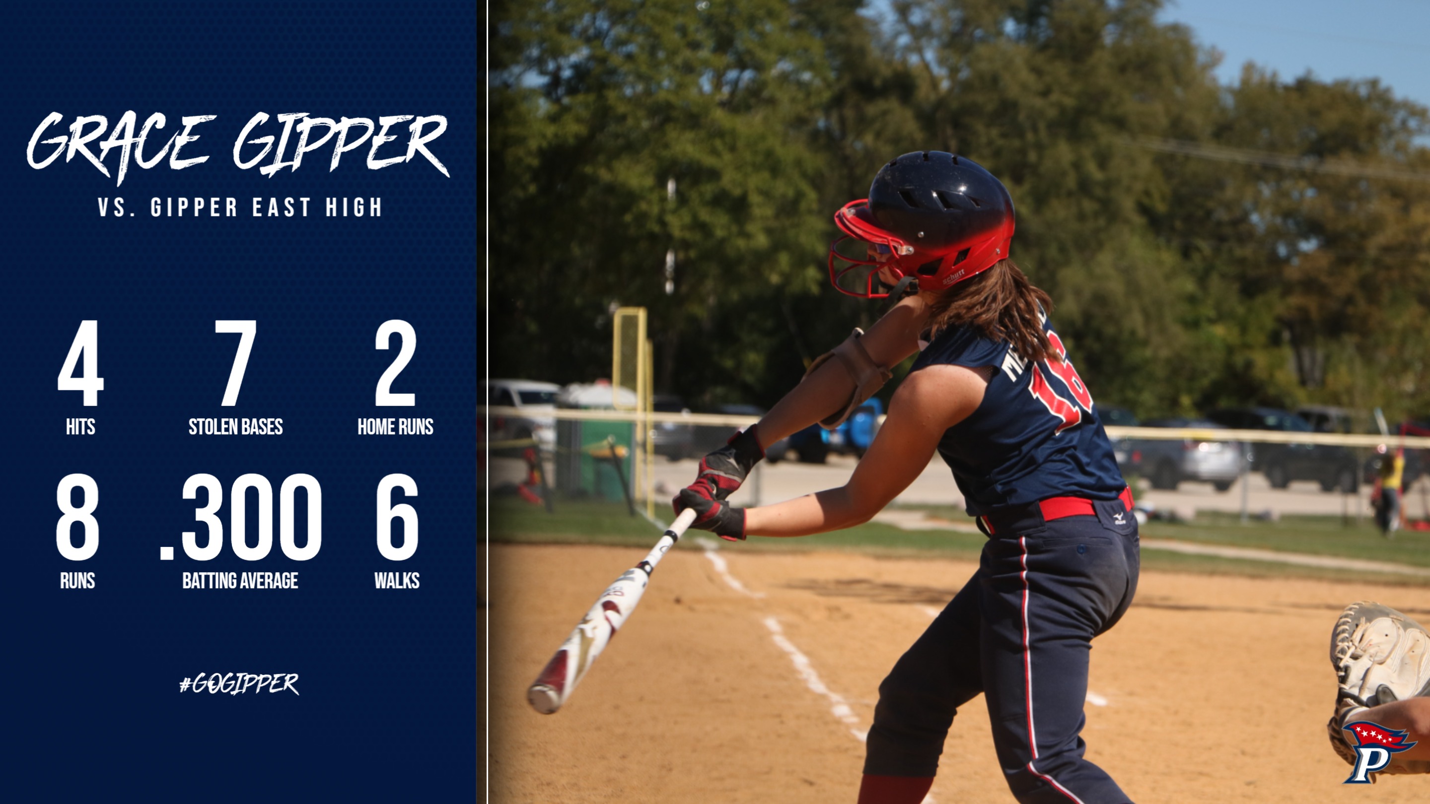 softball Player Stat Graphic Template showing softball player in action and stats from games.