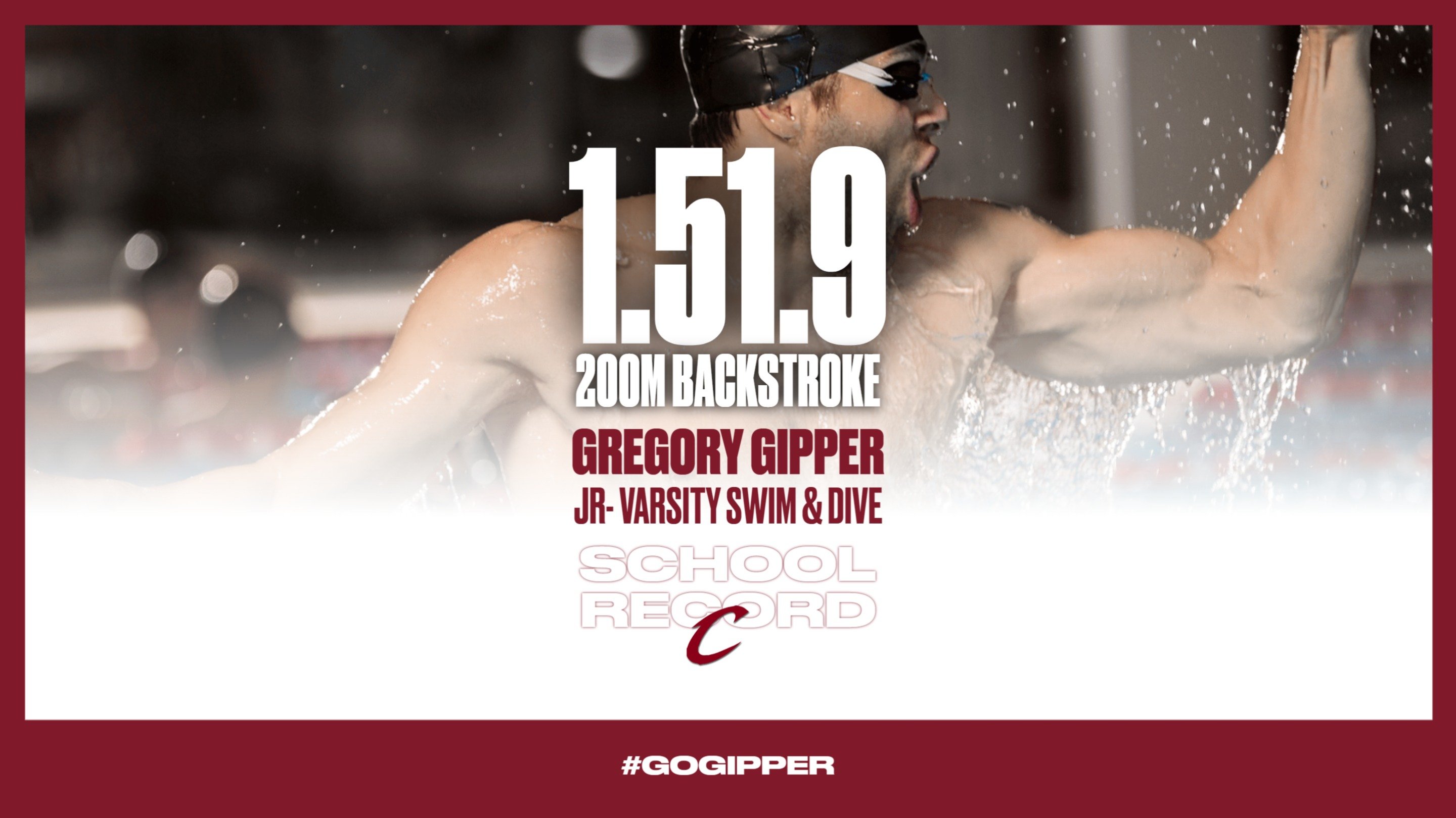 swimming & diving athlete Stat Graphic Template showing swimmer player in action and time recorded from competition.
